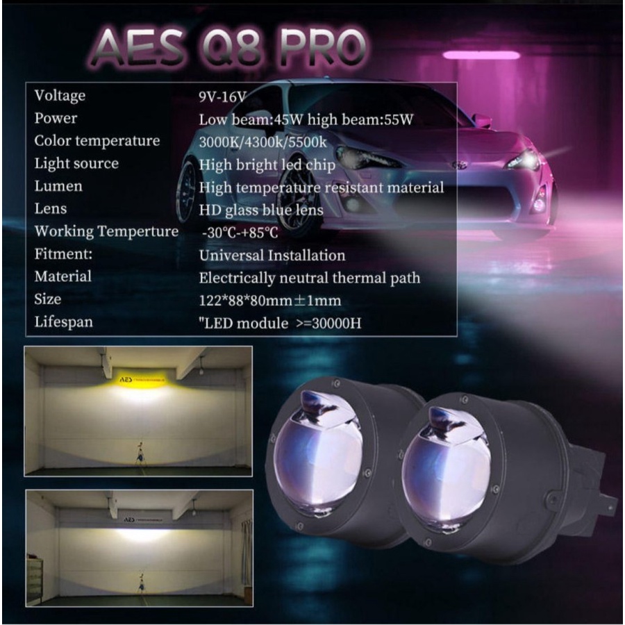 BILED FOGLAMP FOG LAMP AES Q8 PRO LASER 3 WARNA ORIGINAL By ADN