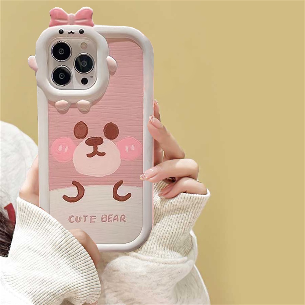 REDMI Redmi10 10C 10A Note 11 Pro Note 11S 9C 9A 10 9T 9 Note10 5G 10s Note9 Note9S Note8 Poco X3 NFC M3 Pro 3D Bow-knot Monster Lens Rainbow Doodle Bears Casing TPU Ponsel Tahan Guncangan BY