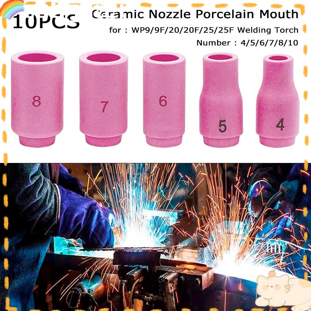 Solighter 10pcs Nozzle Keramik 13N08 13N09 Bagian Alat Perlindungan Nozzle Mulut Porselen