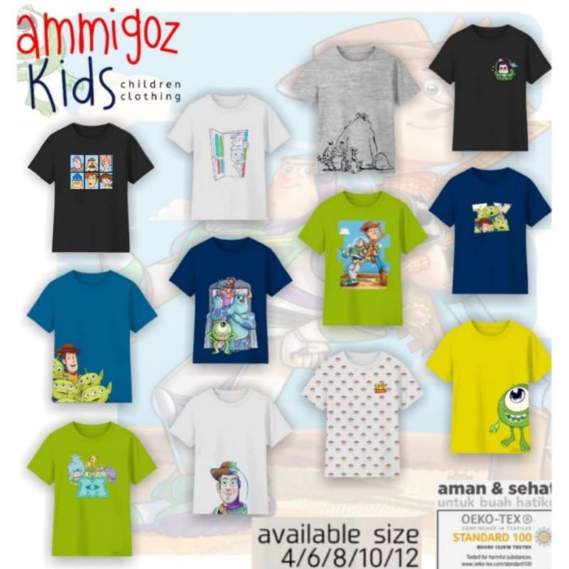 ORIGINAL Ammigoz Amigoz Kids Kaos Monster & Toy Story / Tshirt Anak Laki-Laki Perempuan / Boy Girl /