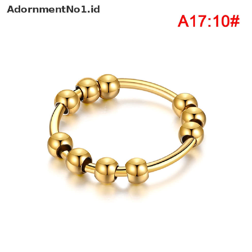 [AdornmentNo1] New Stainless Steel Beads Anxiety Rings Stress Relief Fidget Rings Untuk Wanita Pria INS Gaya Sederhana Fashion Perhiasan Hadiah Tren [ID]