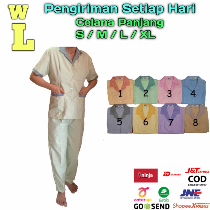 baju suster Baju Suster S M L - Merah Muda, S(Z6O9) Best Seller Baju Baby Sitter Jumbo Seragam Baju 