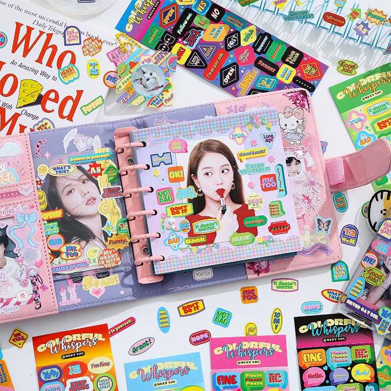 [kstuffind] Sticker Tulisan Gaya Korea Gradasi Colorful Aesthetic Dekorasi Photocard Lucu Warna Warni Gradation Scrapbook hias Motif DIY Aesthetic Toplader Decoration Journal Jurnal Stiker PC Koleksi Murah Gemas Deco