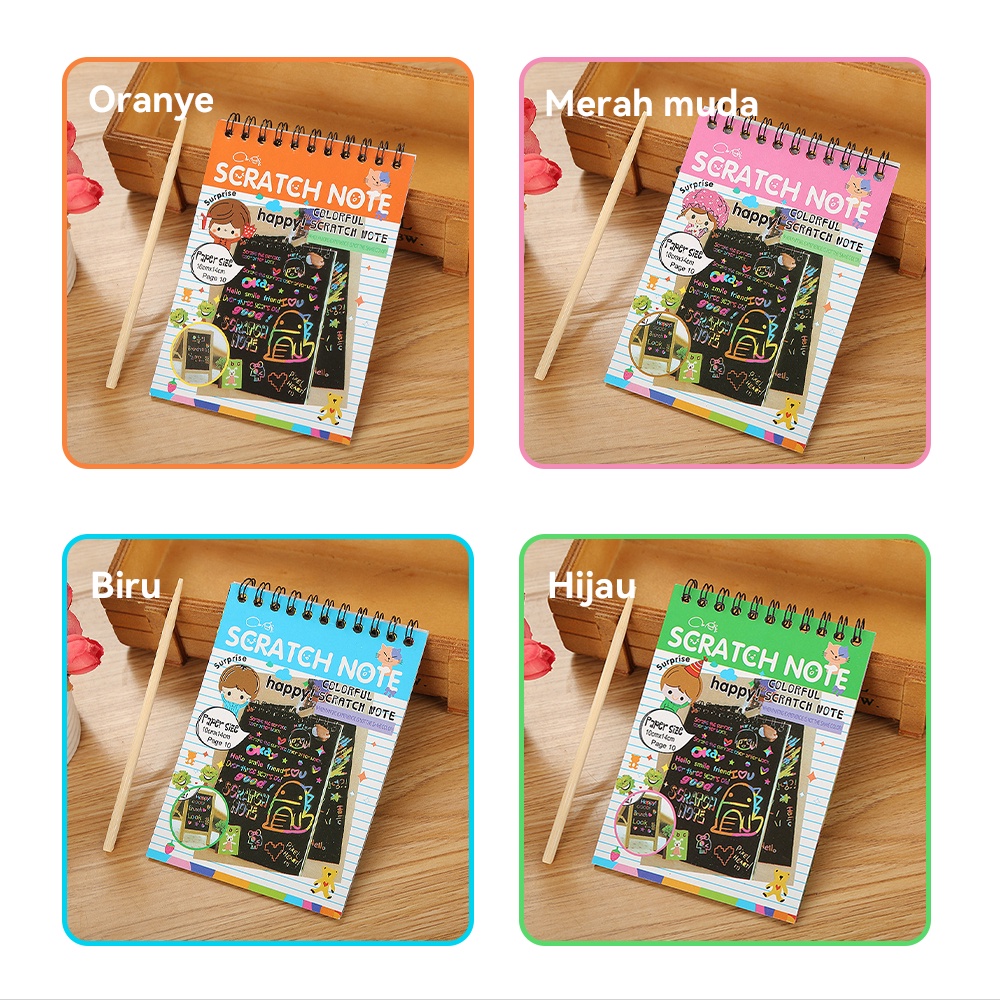 BEVAVAR Scratch Note Rainbow Buku Magic Warna Colorful Rainbow Scratch Paper Note Book