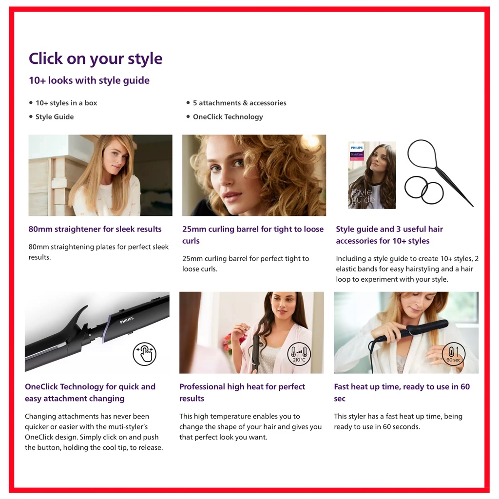 Philips Multisyler BHH811/00 Curling &amp; Straightener BHH 811 Bhh811 - Pelurus dan Pengeriting Rambut