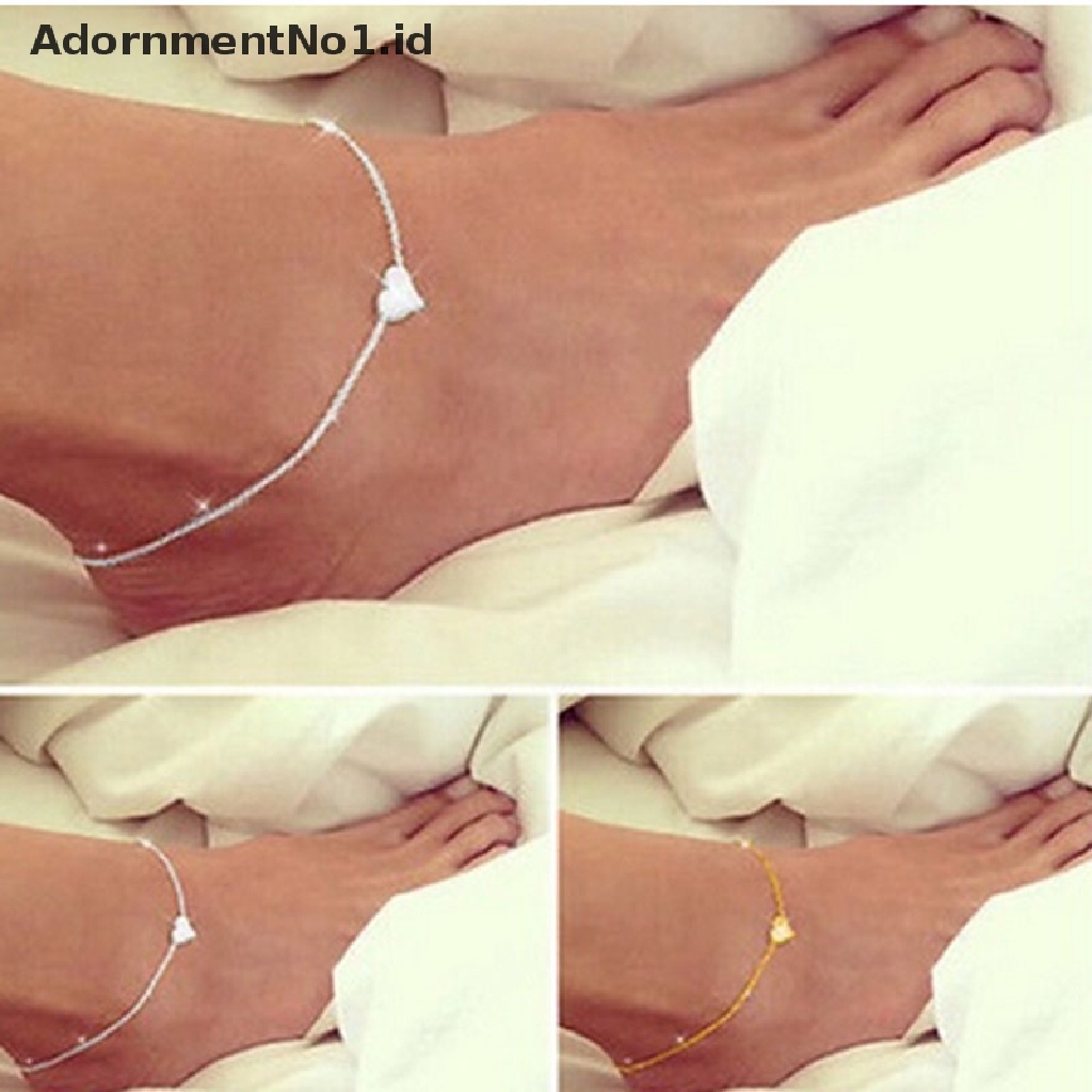 [AdornmentNo1] Sexy Wanita Hati Cinta Rantai Ankle Gelang Kaki Perhiasan Sandal Pantai [ID]