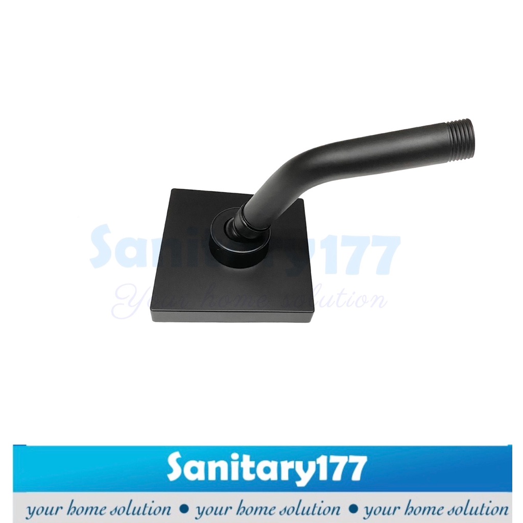 Wall Shower Tembok kotak  Minimalis HITAM 4INCI 4B - Shower mandi rainfall black tanam Plastik abs Segiempat 10cm