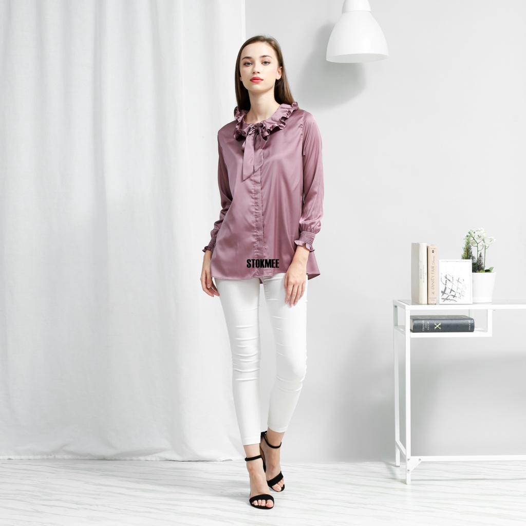 Atasan Wanita Kekinian Basic Blouse Lengan Panjang Korean Style