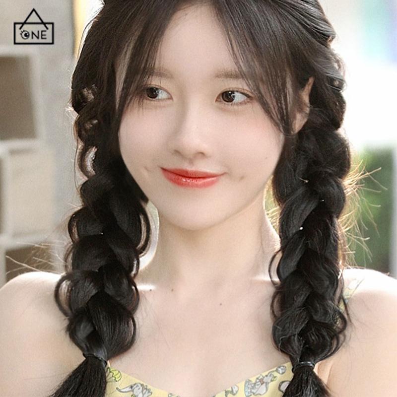 COD❤️Wig Rambut Palsu Synthetic Braids Colorful Korea Fashion Gaya Untuk Wanita-A.one