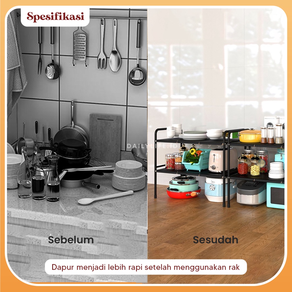 Rak Dapur Penyimpanan Flexible Rak Susun Serbaguna Rak Bawah Wastafel Rak Dapur Penyimpanan Flexiblel - Dailylife.id