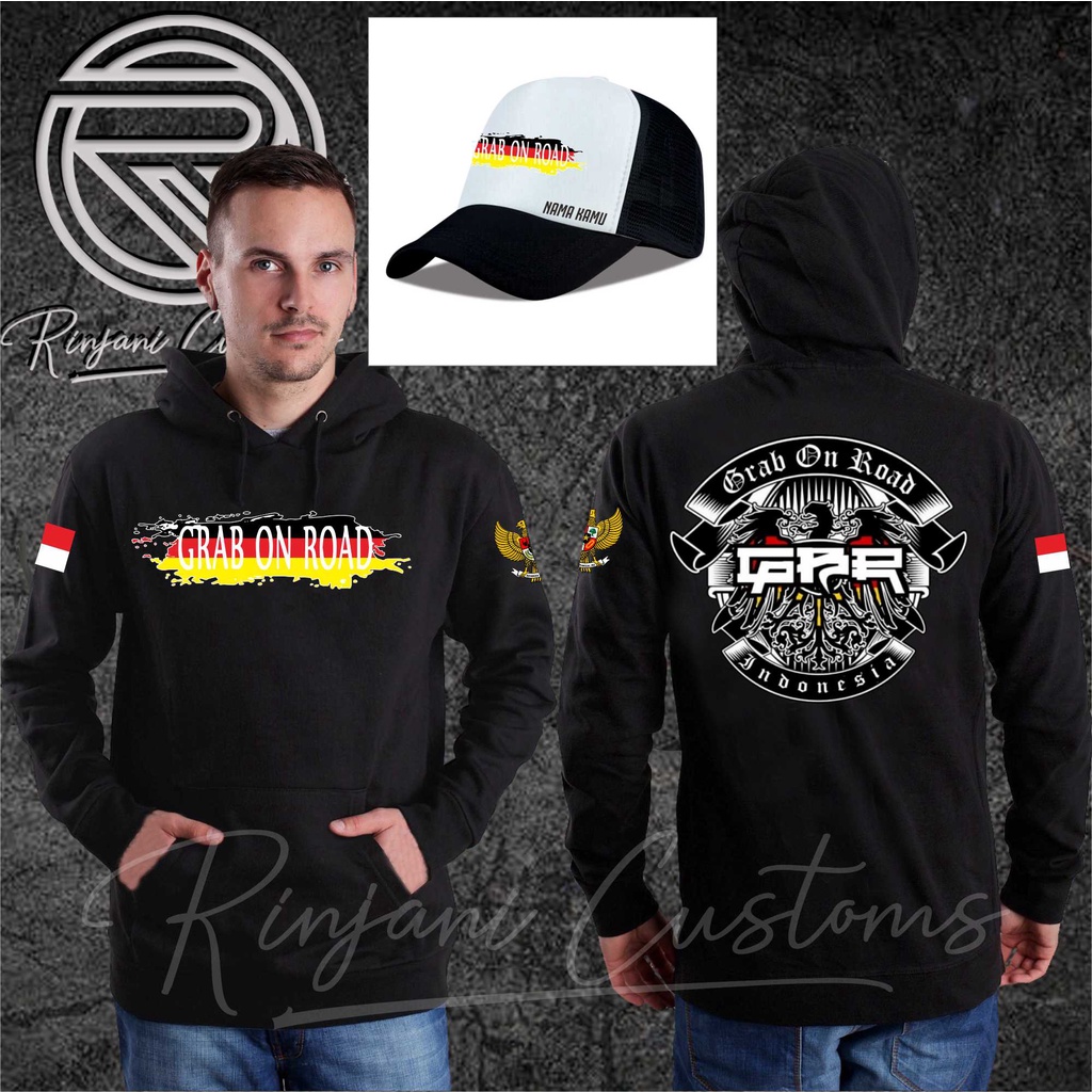 JAKET GBR 6 INDONESIA.JAKET GRAB ON ROAD.BISA TAMBAH NAMA