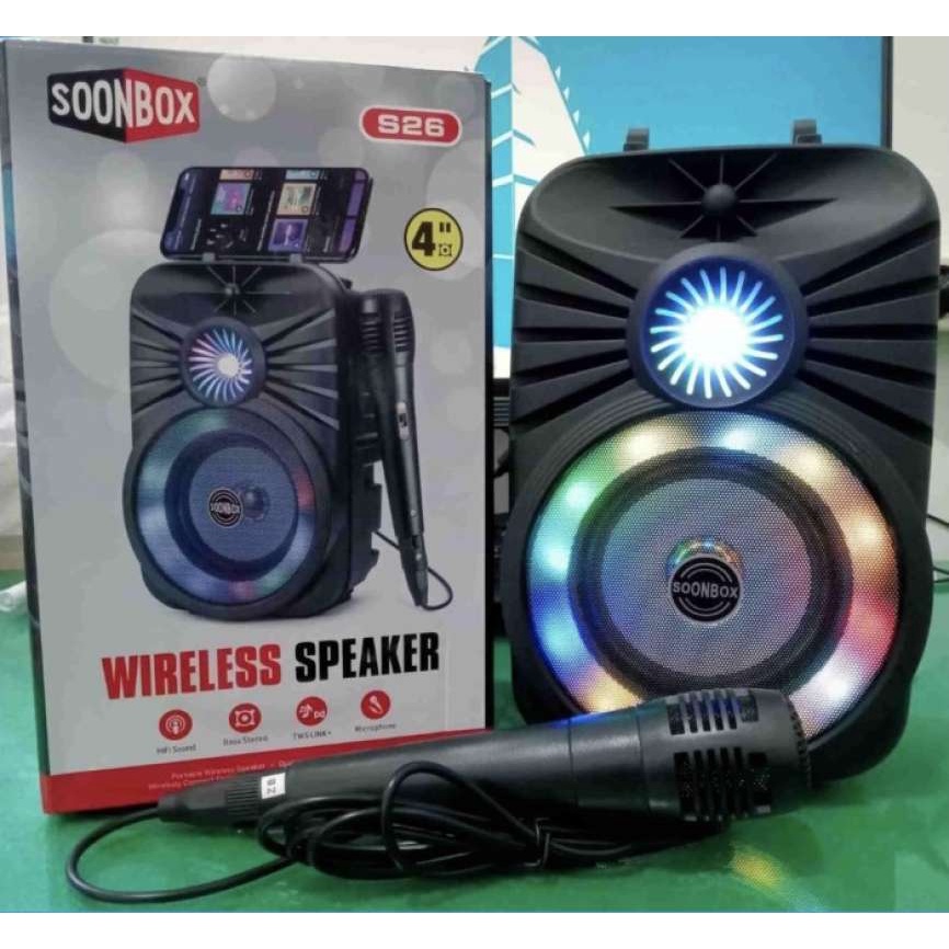 SPEAKER BLUETOOTH SOONBOX S25 + Mic Karaoke Lampu