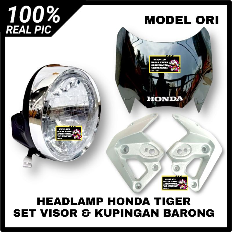 REFLEKTOR LAMPU DEPAN HEADLAMP HONDA TIGER TIREV TIGER REVO SET VISOR 2MM 3MM DAN KUPINGAN BARONG SI