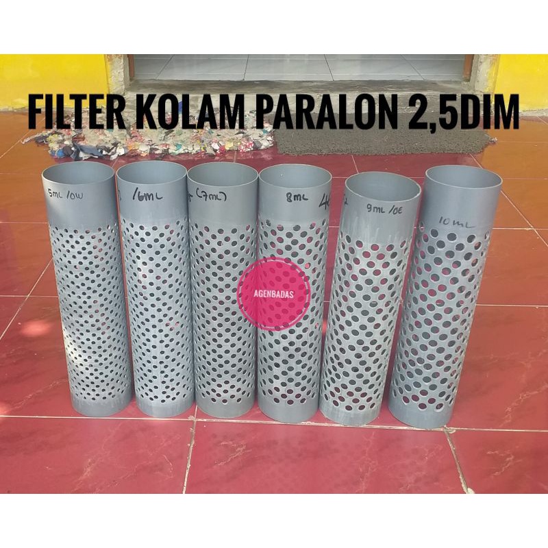 Pipa Paralon Pembuangan Kolam,Filter Kolam 2,5dim/2,5inch Panjang 30cm lubang 1ml-10ml