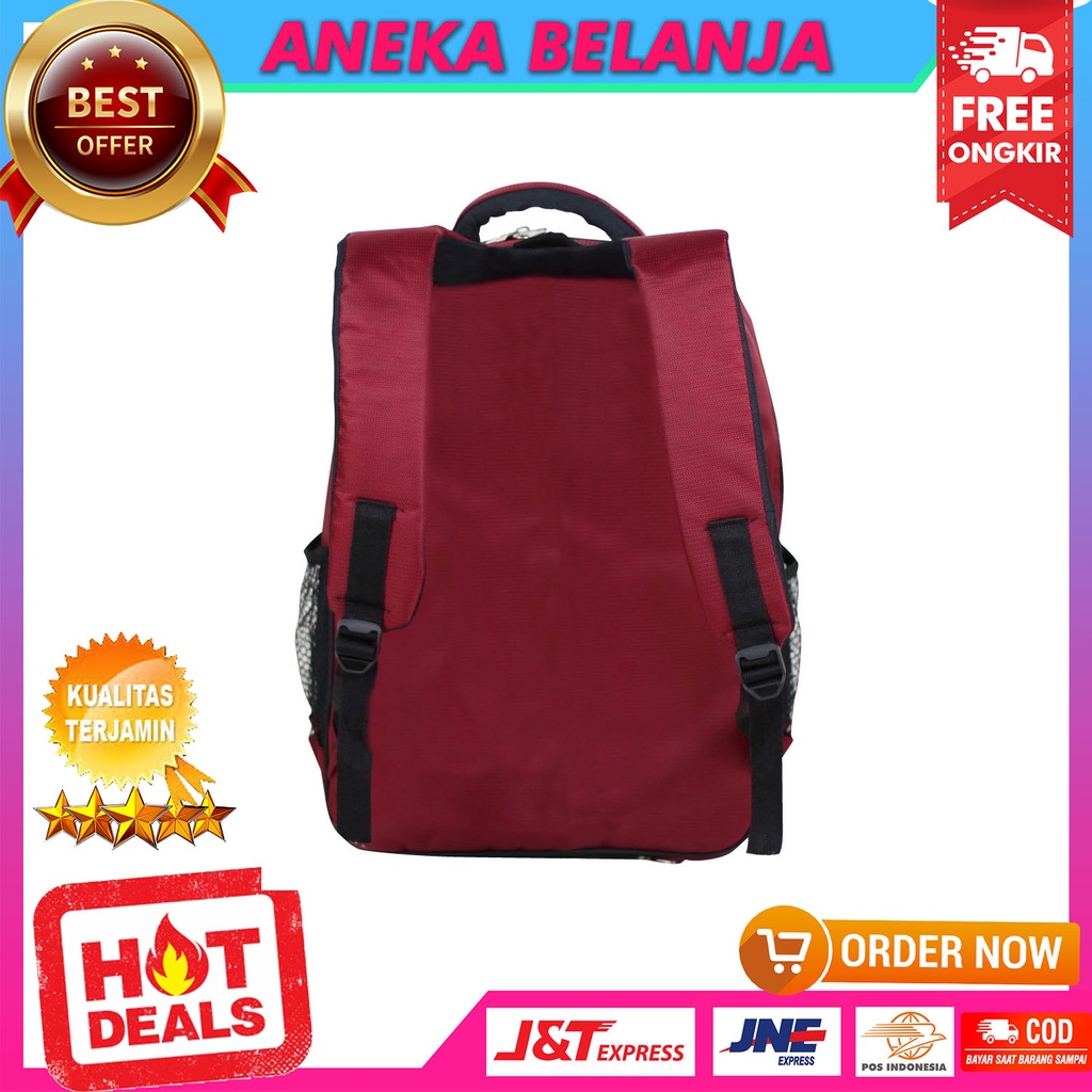 Tas Pria Polo Alfito Colour  Merah Backpack Cowok SMP SMA Kuliah Kerja Bahan Awet Tebal Harga Murah Terlaris