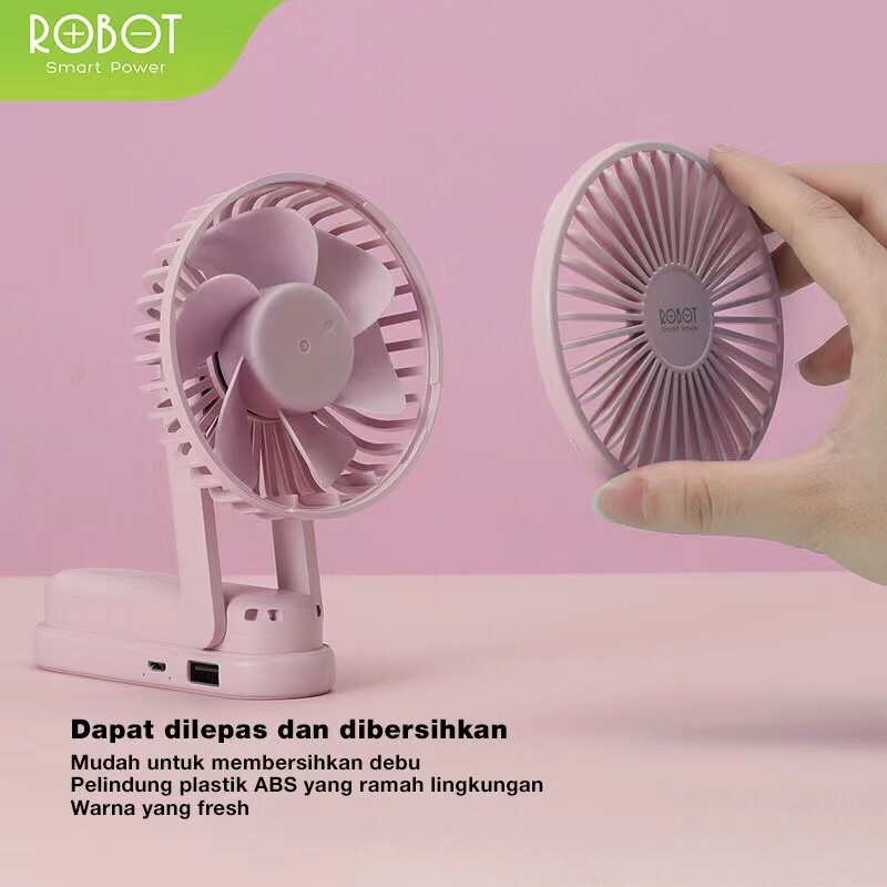 Kipas Mini Fan USB Portable ROBOT RT-BF11 2000 mah Kipas Foldable Garansi Resmi 1 Tahun