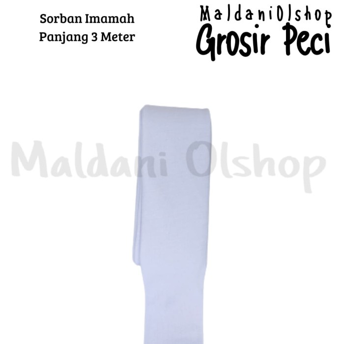 Sorban Rida Imamah Polos Panjang 3 Meter - Putih (L4R2) Sorban Syari Remaja Ikat KepalaIgal Muslim M