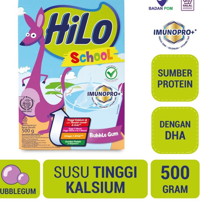 

➯ HiLo School Bubble Gum 500 gram - Susu Tinggi Kalsium Lebih Rendah Lemak ۩