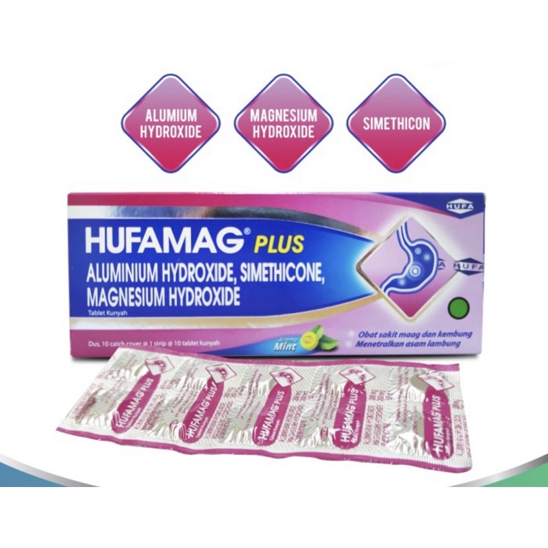 Hufamag plus strip 10 tablet ( obat maag lambung mual muntah )