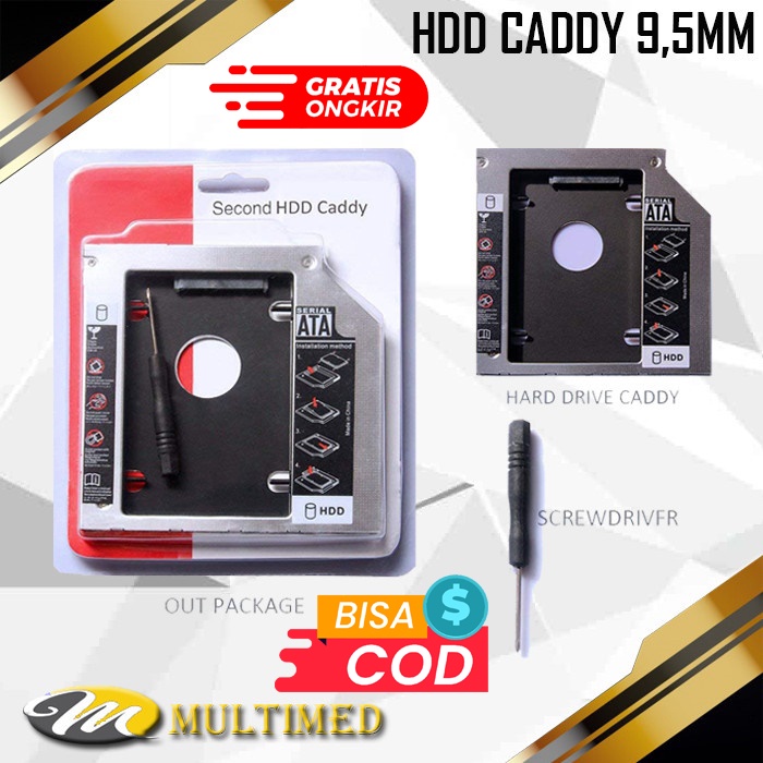 SSD HDD CADDY Slim 9.5MM SATA DVD Slot HDD