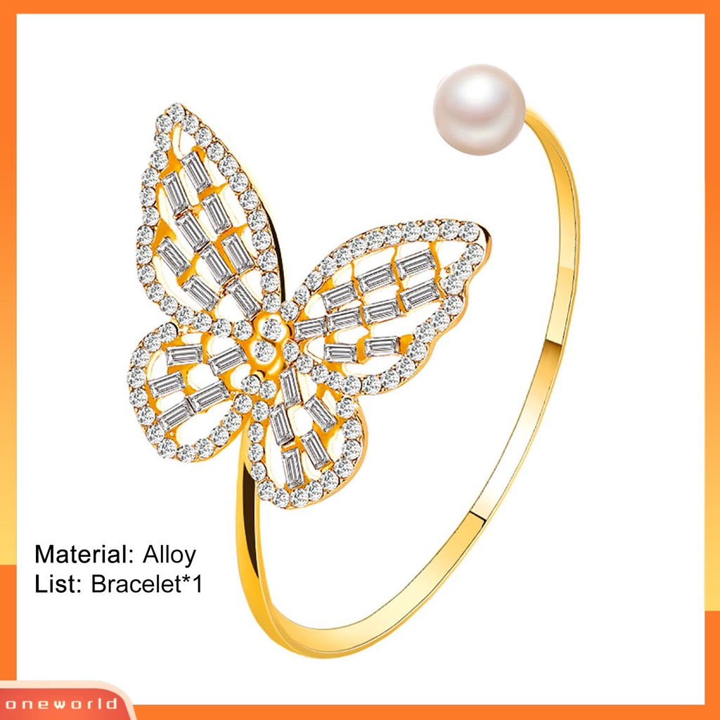 {oneworld} Gelang Bangle Stylish All-match Flexible Alloy Pembukaan Adjustable Butterfly Untuk Pesta