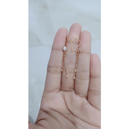 anting kait panjang mp 1 + m. itali 2bandul/ anting perak asli silver 925 lapis emas/ anting fashion wanita terbaru