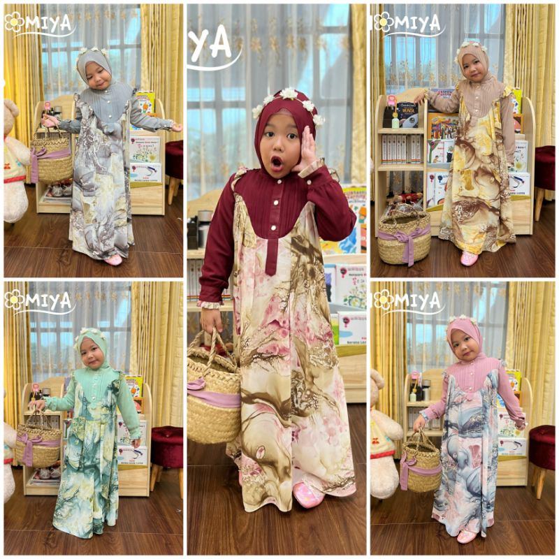 Isyana Dress set pashmina //gamis anak by nomiya