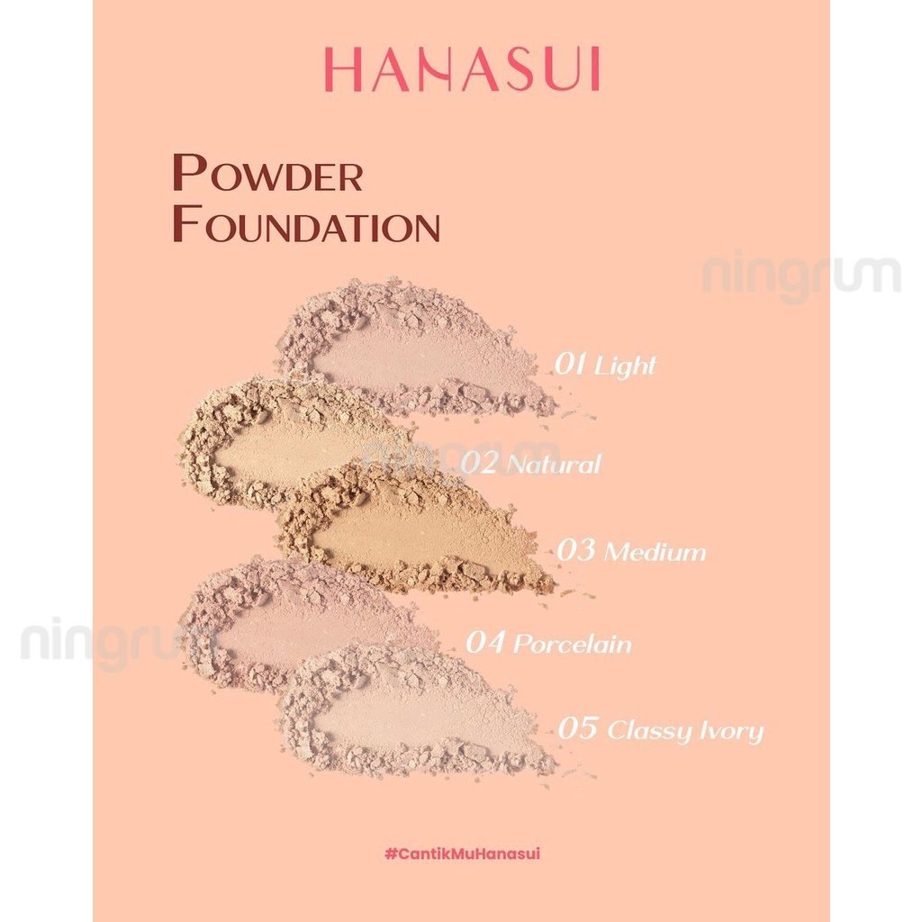 Ningrum - HANASUI Perfect Fit Powder Foundation | Bedak Padat Compact TWC With UVA + UVB &amp; Pollution Protection Control | Shine &amp; Long Wearing Soft Matte Natural Finish Blur Imperfections Cushion Setting Loose Blush Lip Original BPOM - 5012