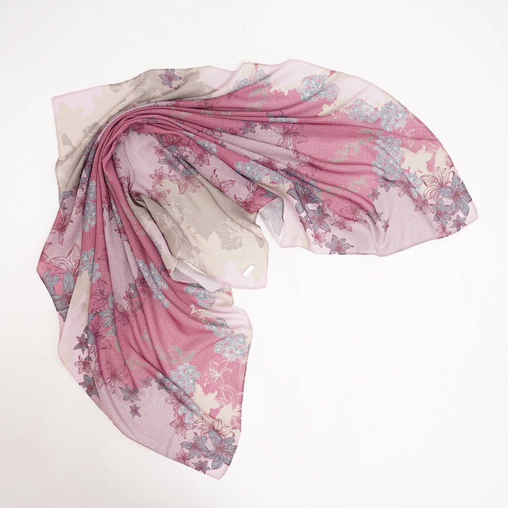 ALIF HIJAB SEGI EMPAT MOTIF PARIS PREMIUM KOREA - MILKY WAY IN FLOWERING ( SPR-D4-002 )