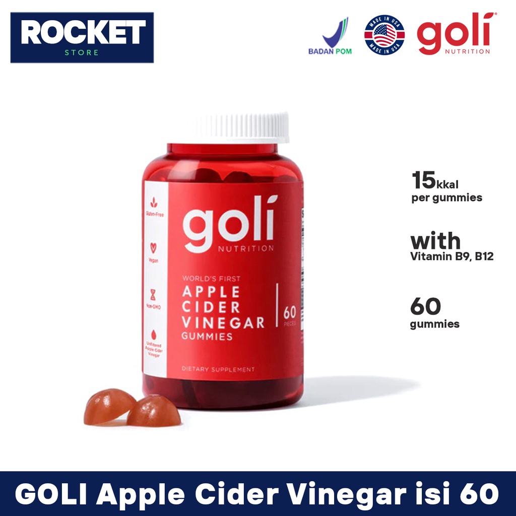 GOLI Nutrition Apple Cider Vinegar ACV Gummies isi 60 pcs Vitamin MADE IN USA