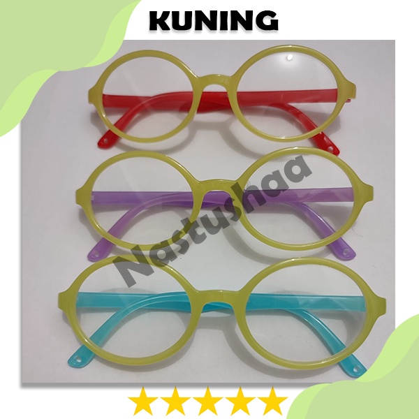 Kacamata Anak Anti Radiasi Bingkai Oval Warna Gagang Random Kacamata Kids Blueray Untuk Laki-Laki dan Perempuan Unisex NOCASE