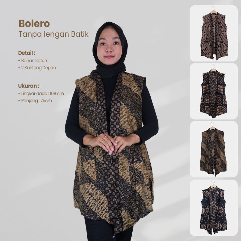 Bolero Batik sogan tanpa Lengan Allsize