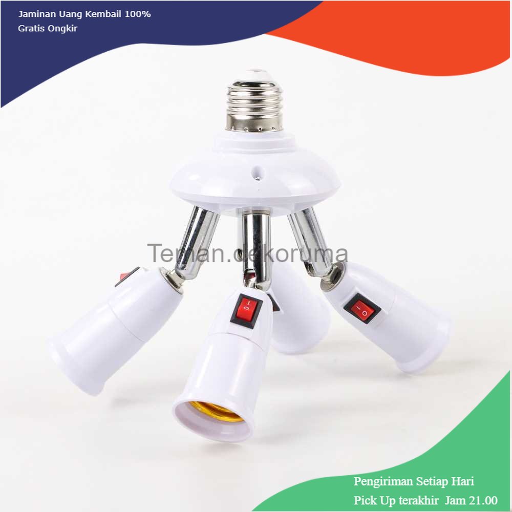 TD - LMP ASMTLED Fitting Lampu Bohlam Studio LED Cabang 4 with Switch E27 - E344