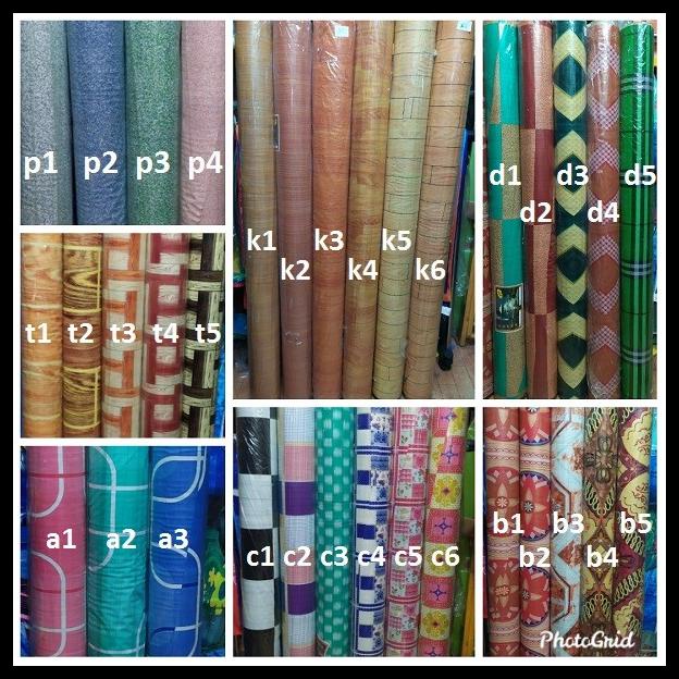 Karpet Lantai Plastik Vinyl Per Rol Motif Kayu Alas Taplak Meja Perlak