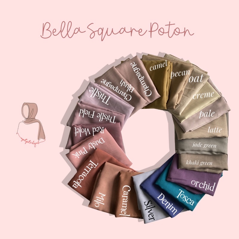 Hijab segiempat Hijab Polycotton Jahit Tepi Warna Pastel