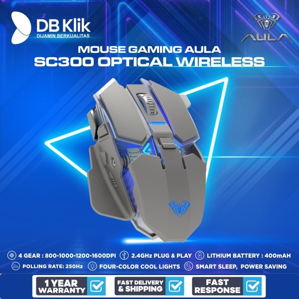 Mouse Gaming AULA SC300 Optical Wireless 1600DPI- AULA Wireless SC-300