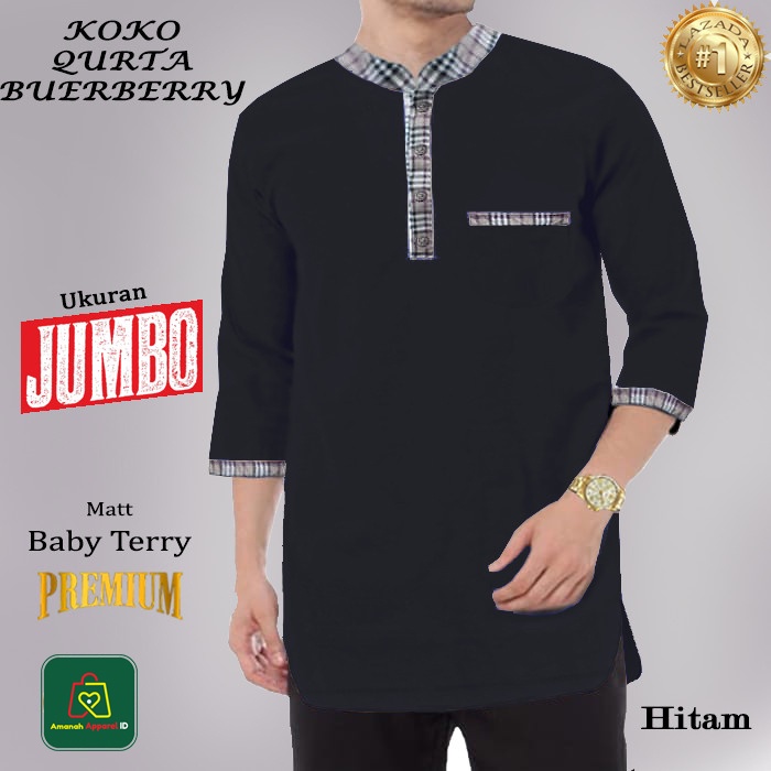 Baju Koko Pria Muslim QURTA BRY Jumbo Bahan Babyterry List Katun Premium Big Size XL - XXXL / 08937-08941