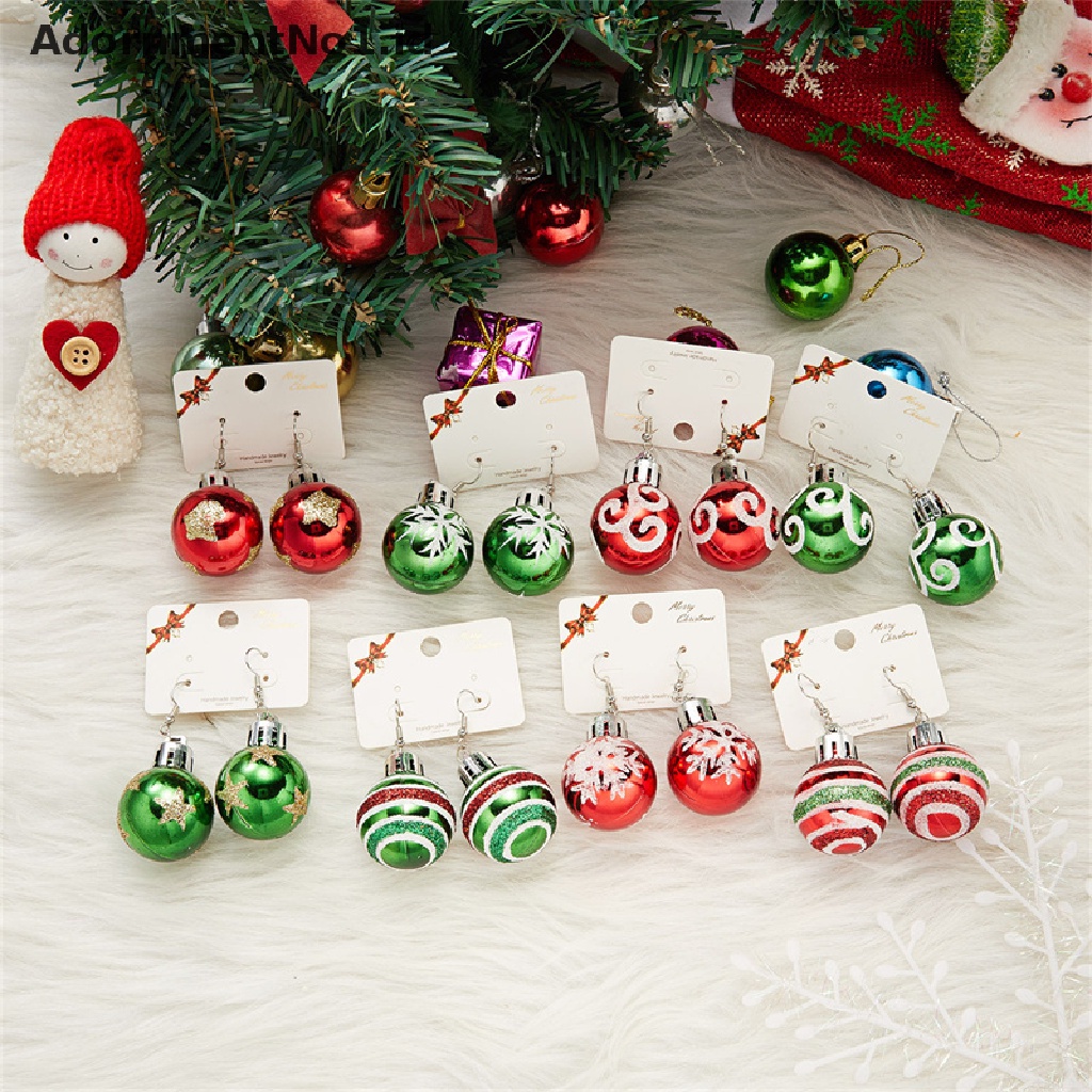 [AdornmentNo1] Vintage Fashion Warna Hijau Merah Bintang Bola Anting Natal Wanita Resin Earring Perhiasan Hadiah [ID]