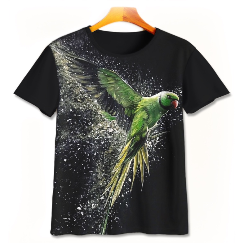 Kaos Anak 3D Baju Anak Hewan / Binatang Burung Parkit Parkit Echo V1 Baju Distro - Saga Bandung