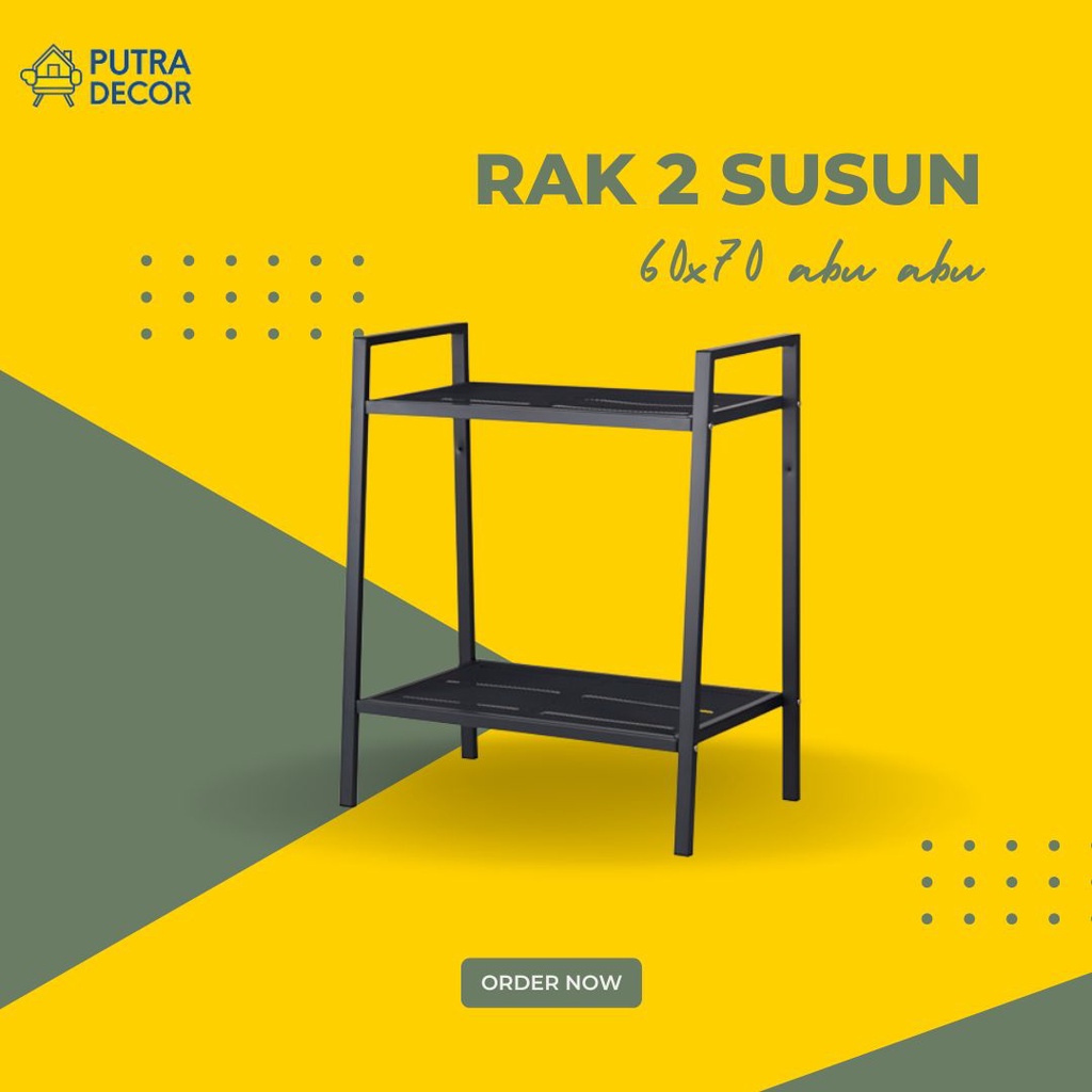 IKEA LERBERG rak dinding serbaguna 60x70, rak besi 2 tingkat ABU LE2321