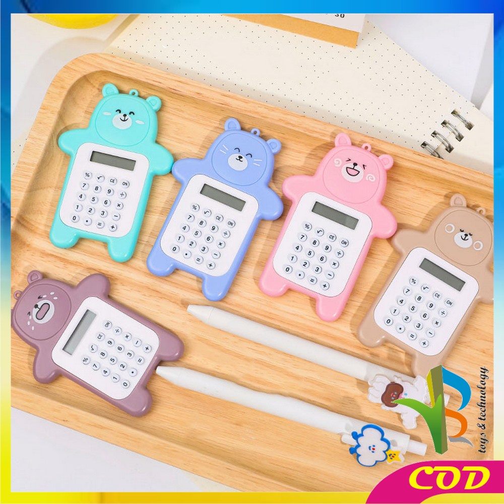 RB-C325 Kalkulator Mini Motif Beruang 8 Digit Tombol Karet Sekolah Stationary/ Bear Calculator Travel Mini Portable Desain Kartun Beruang