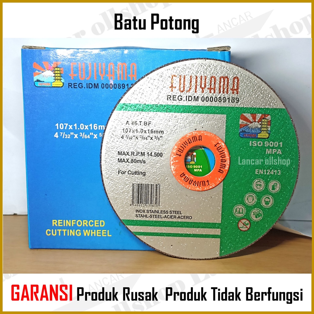 Mata Gerinda Batu Potong Besi Stainless / Cutting Wheel Batu Potong Gerinda 4 Inch 107 x 1.0 x 16 MM