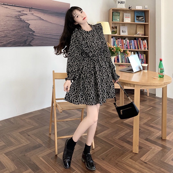 Fashion Wanita mini dress bunga elegan Gaun Lengan Panjang