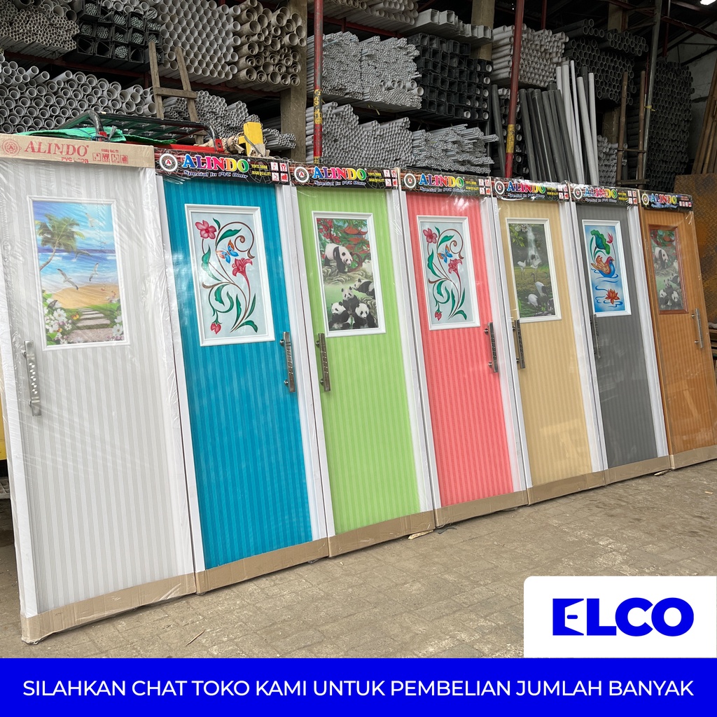 Pintu Kamar Mandi PVC Cermin 1/2 Kaca