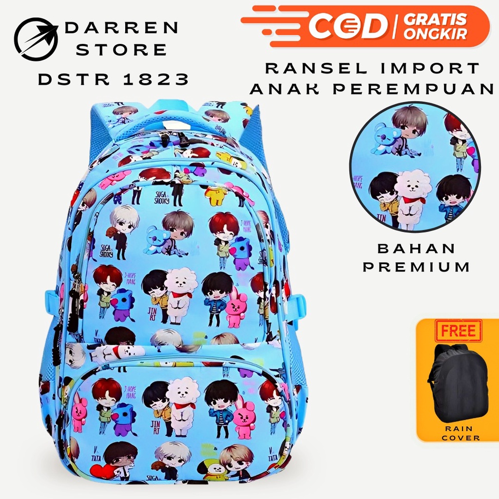 Ransel Anak karakter BT 21 Tas Sekolah Import 1823 18inch Backpack Free Raincover