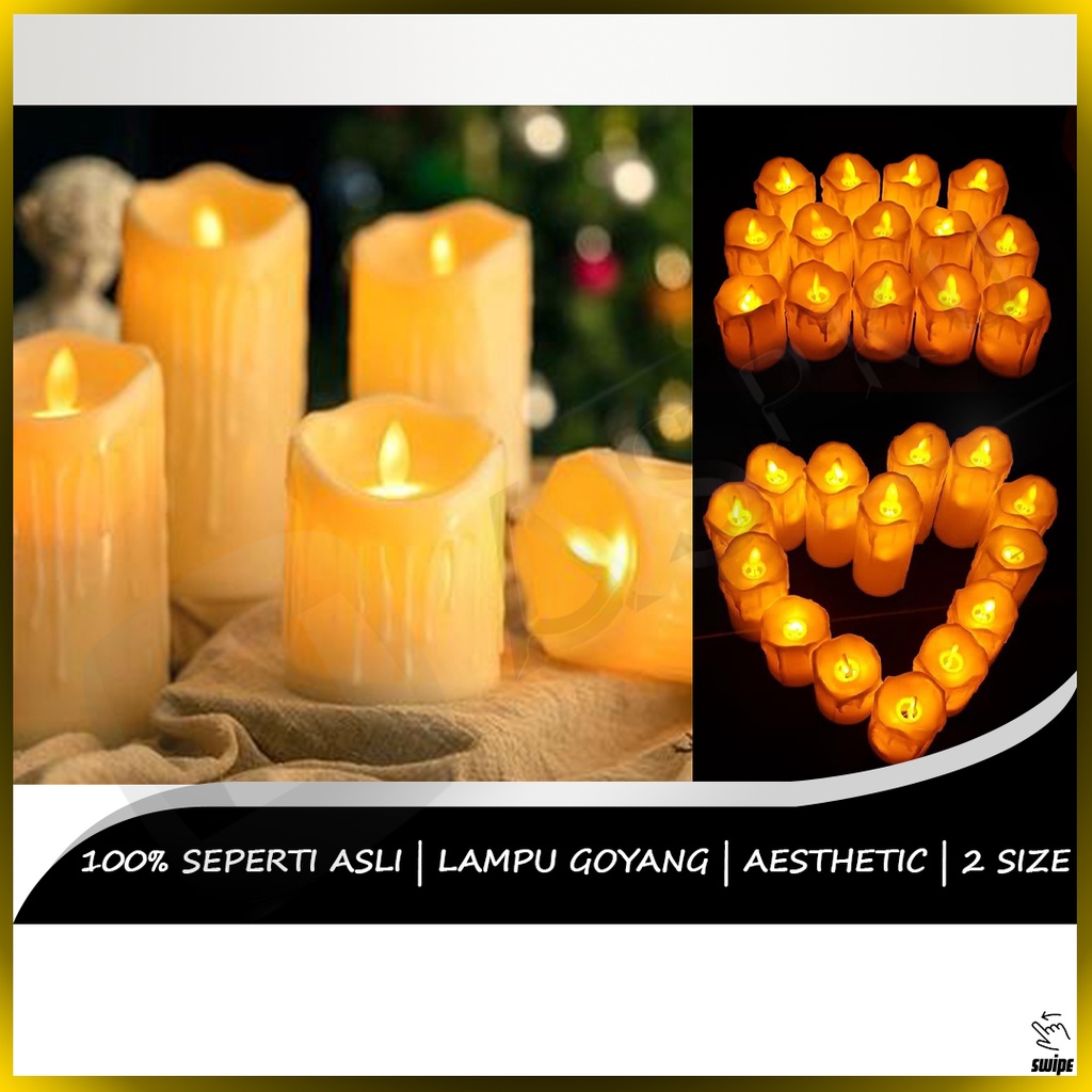 Lilin LED Goyang Kecil Besar Lampu Elektrik Cahaya Sinar Terang - LED Kecil