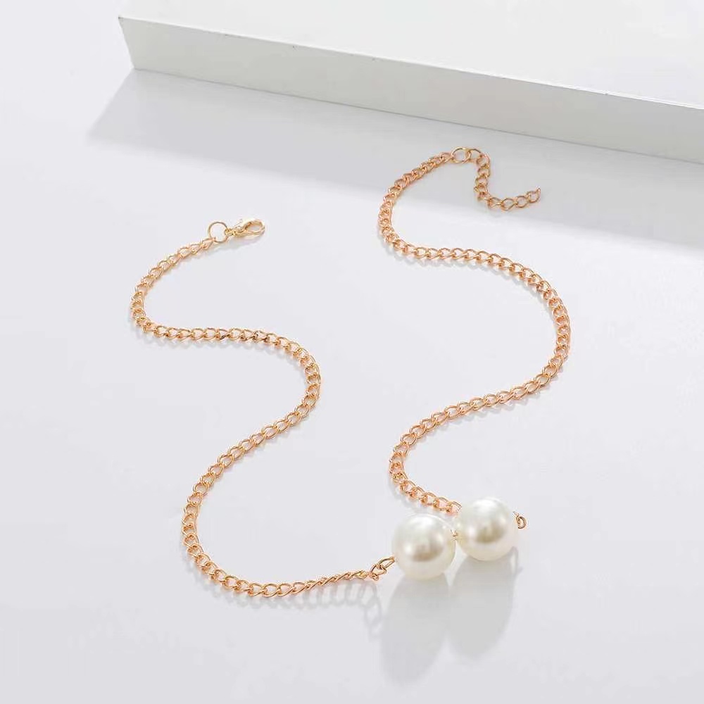 Kalung Panjang Korea Dua Mutiara Jumbo Kalung Hijab Pearl Korean Necklace