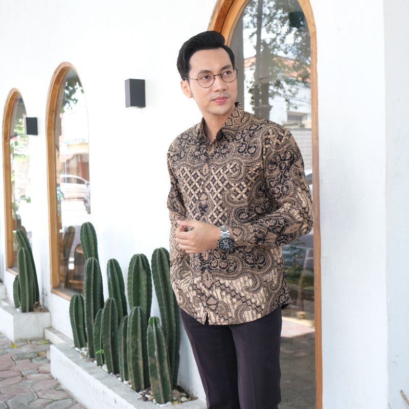 Baju Kemeja Batik Pria Lengan Panjang Slim Fit Premium Modern Full Furing Katun Halus SYAHUDA