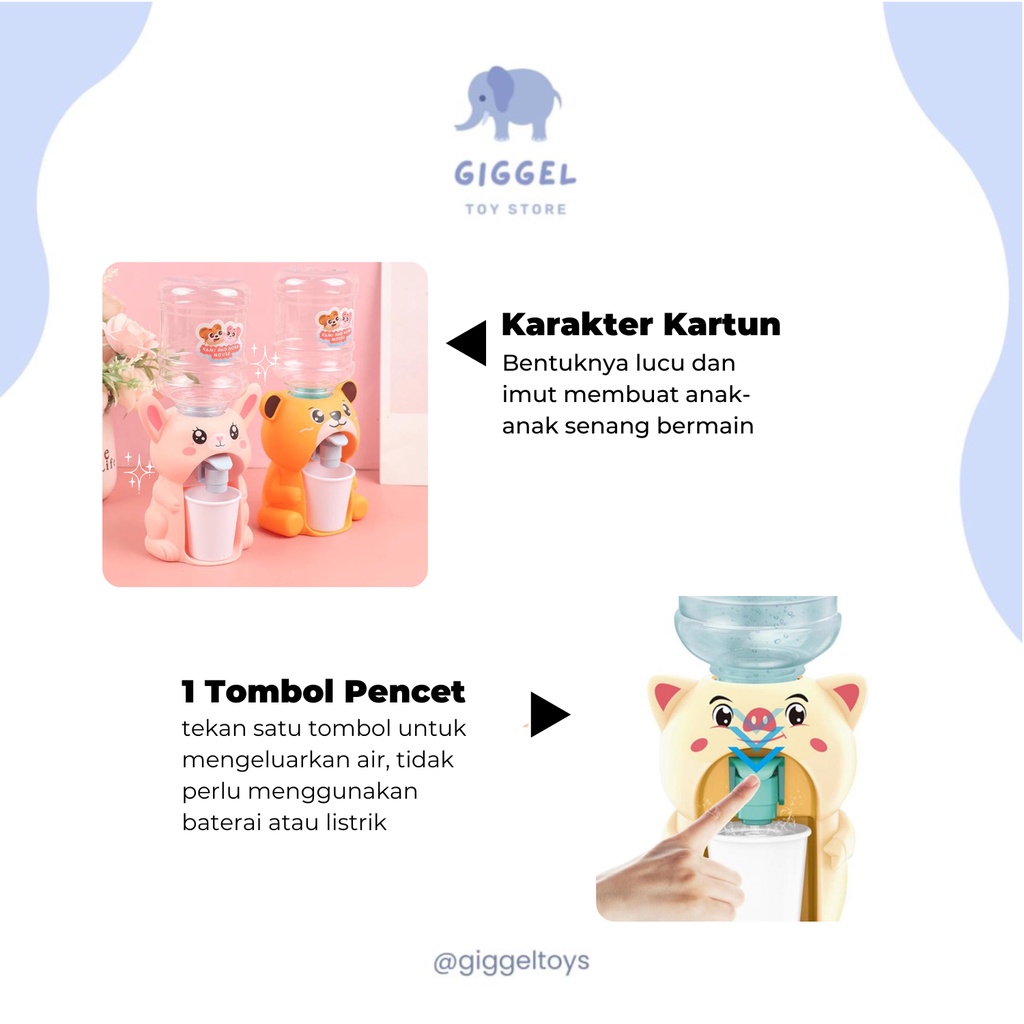 [ Giggel ] Dispenser Air Galon Mini Anak / Dispenser Karakter Unik / Mainan Mini Galon Anak Karakter