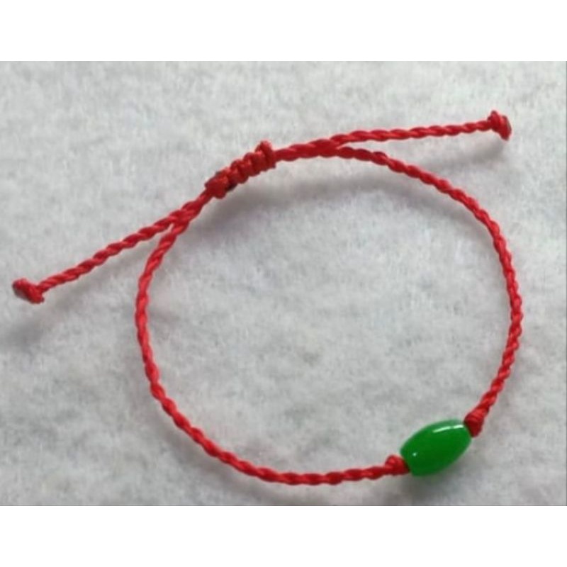 Gelang Tali Merah Giok Hijau Barrel Lu Lu Tong